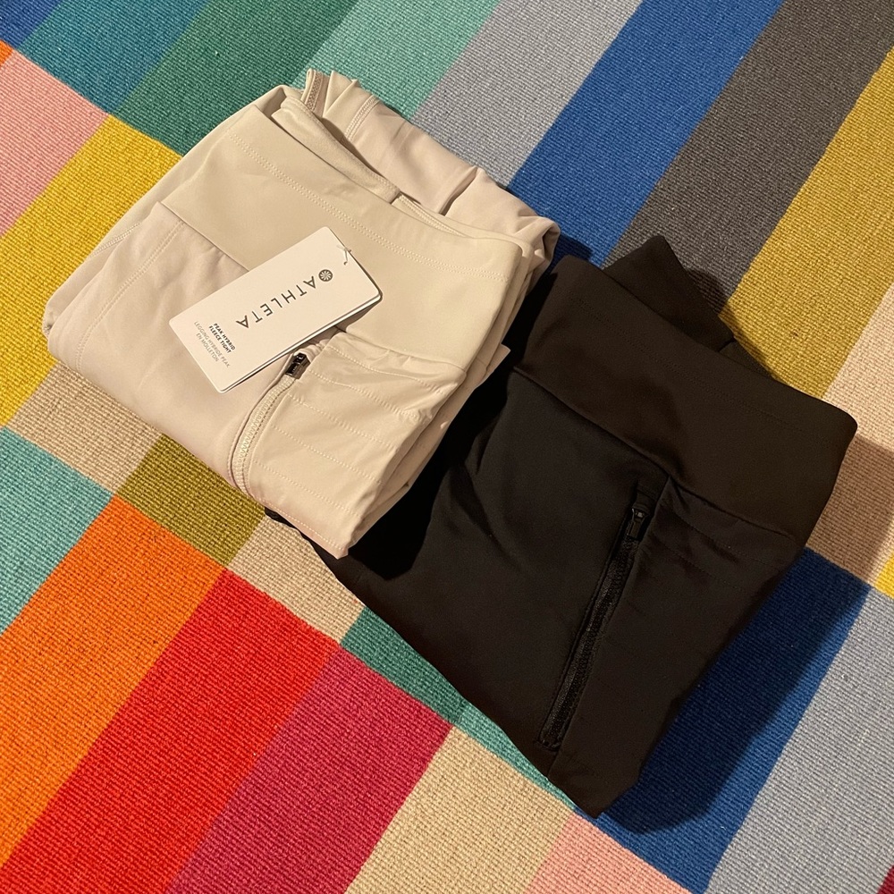 2 Pairs Athleta Peak Fleece Lined Leggings-weather resistant-Size Petite L Large
